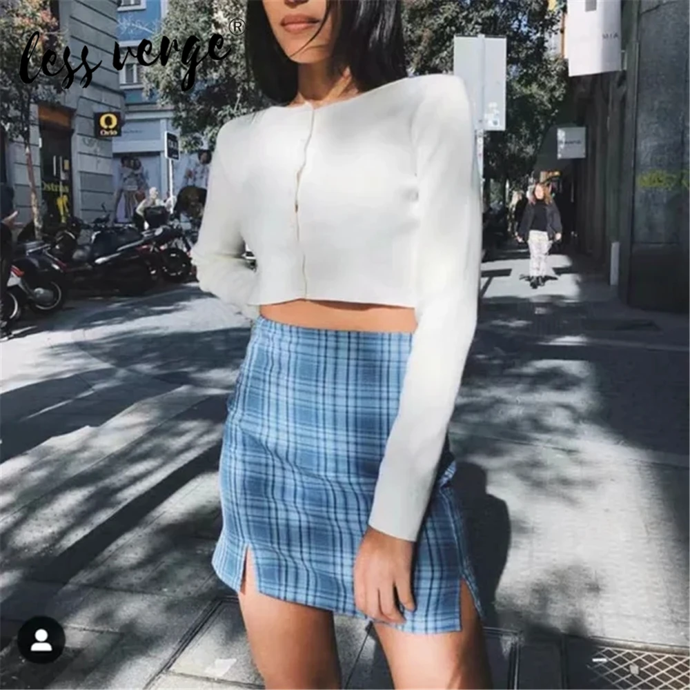 Новая модная женская юбка Lessverge с высокой талией в клетку повседневная уличном