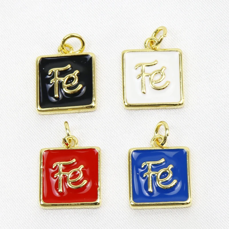 

20 шт., квадратные Подвески с эмалью, 7618