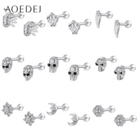 aoedej skull stud earrings 316l stainless steel crystal earring for men women hip hop cz jewelry gifts accessories