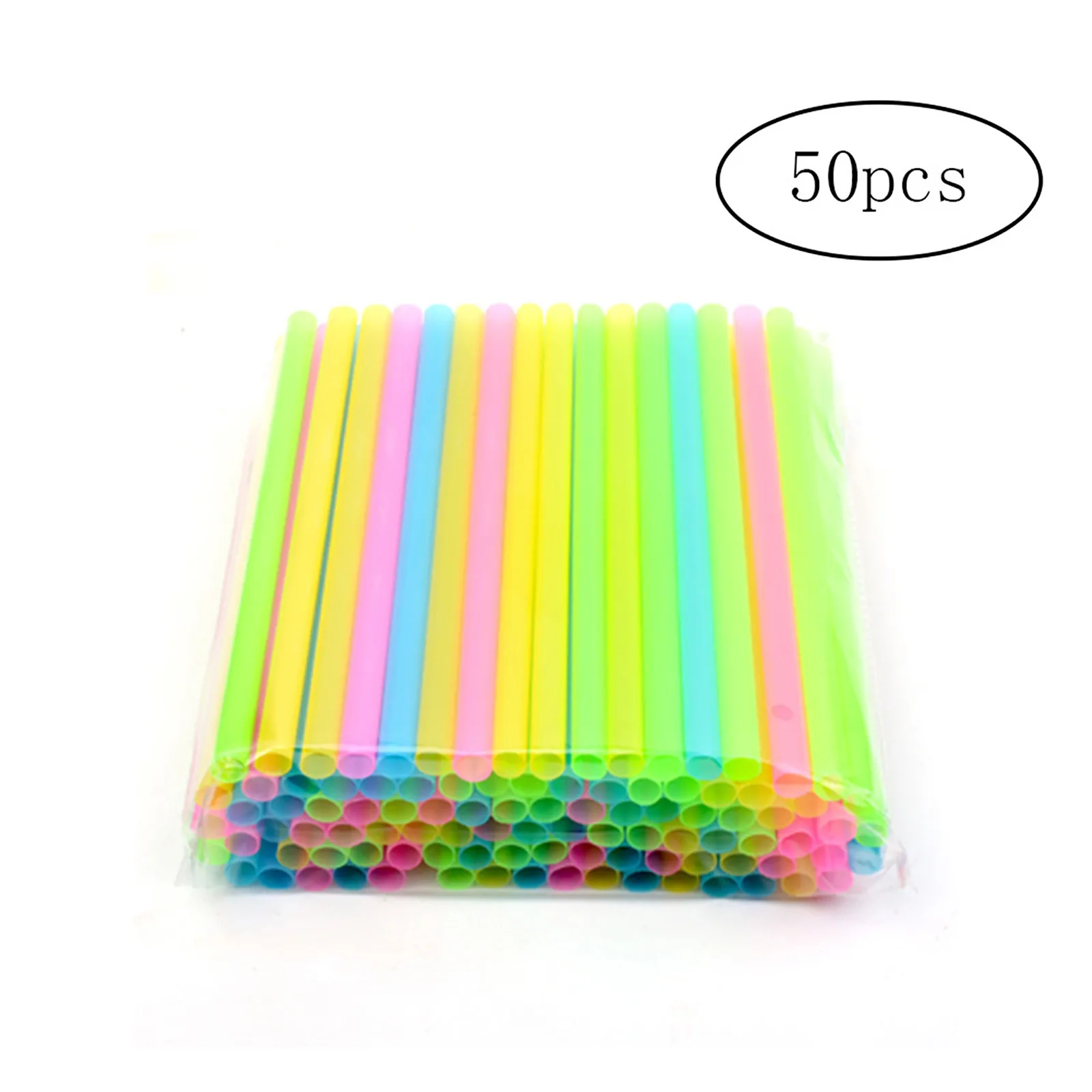

50pcs 10mm Colorful Large Drinking Straws For Bubble Smoothies Party Milkshake Smoothie Accessories Bar