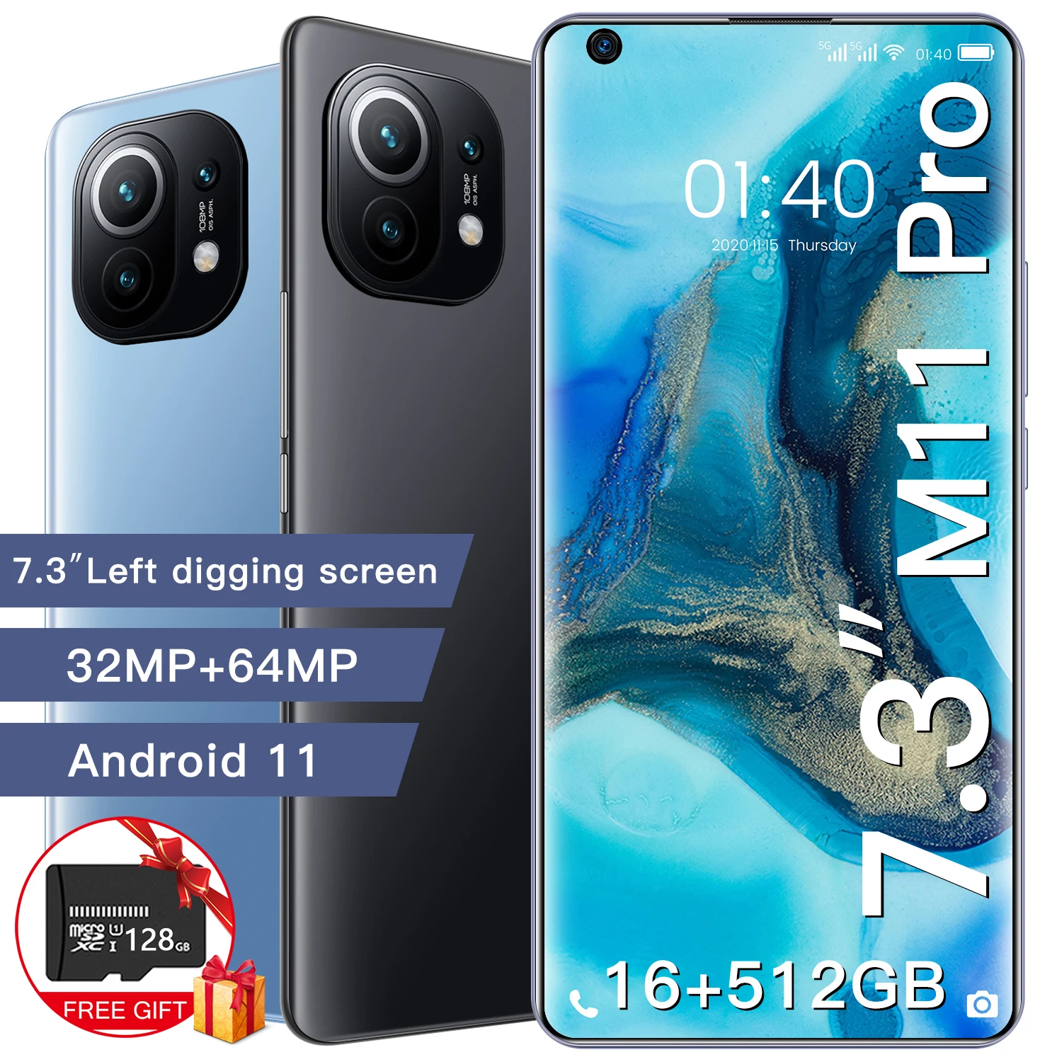 Xiaomi-tel&eacute;fono inteligente M11 Pro versi&oacute;n Global, Smartphone de 7,3 pulgadas, 16G, 512G, 5G, c&aacute;mara de 48MP, 6800mAh, Tarjeta SIM Dual, Google, GPS, WiFi-3