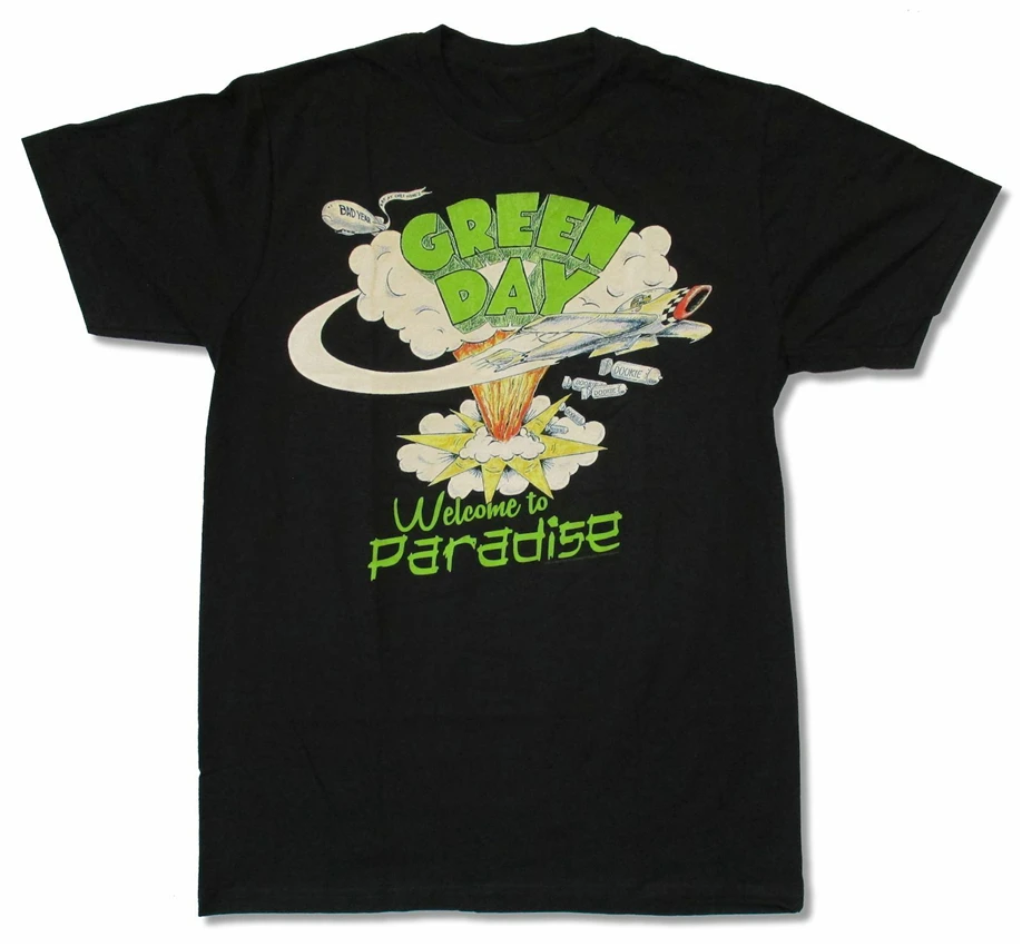 Зеленая черная футболка с принтом Райский день новая Мерч бесплатная доставка