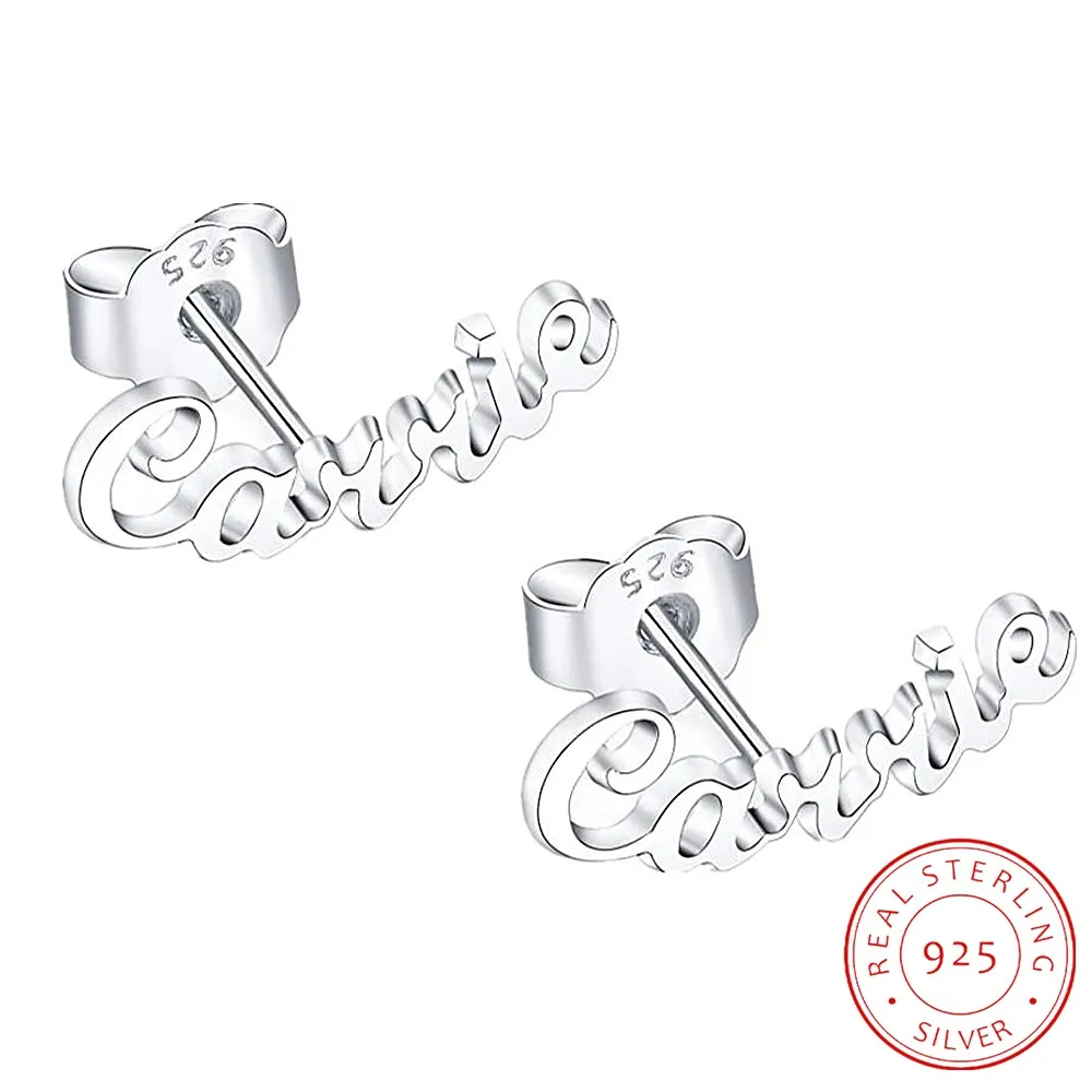 

AurolaCo 925 Sterling Silver Custom Name Earrings Customized Stud Earring Gifts For Best Friend Girls