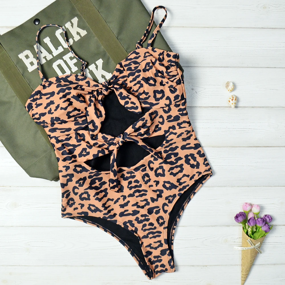 Женский леопардовый пуш-ап модный цельный купальный костюм одежда для плавания