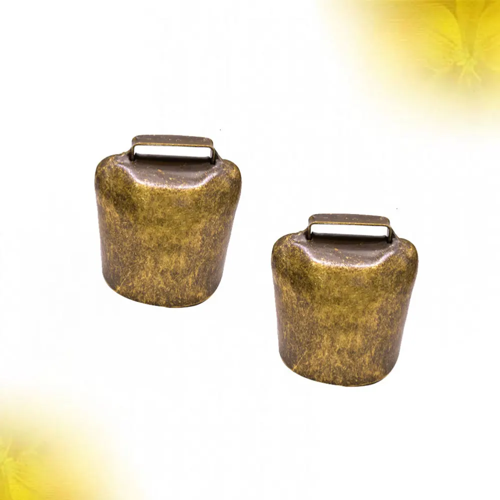 

2 Pcs Thicken Bells Pendant Shepherd Bell Pet Farming Bell Accessories Hanging Supplies for Sheep Horse Cow (Bronze, Larg