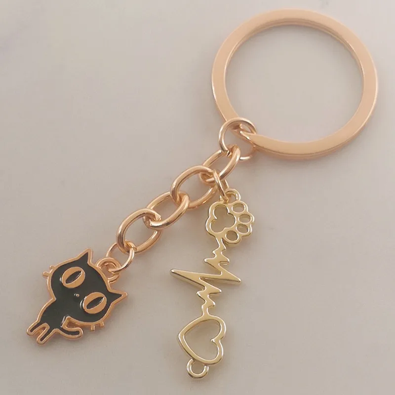 Лидер продаж милый брелок для ключей в виде кота эмалированный сплав модные