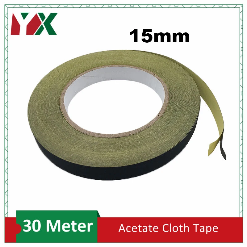 15 мм Черная Клейкая изоляционная ацетатная тканевая лента длиной 30 м для
