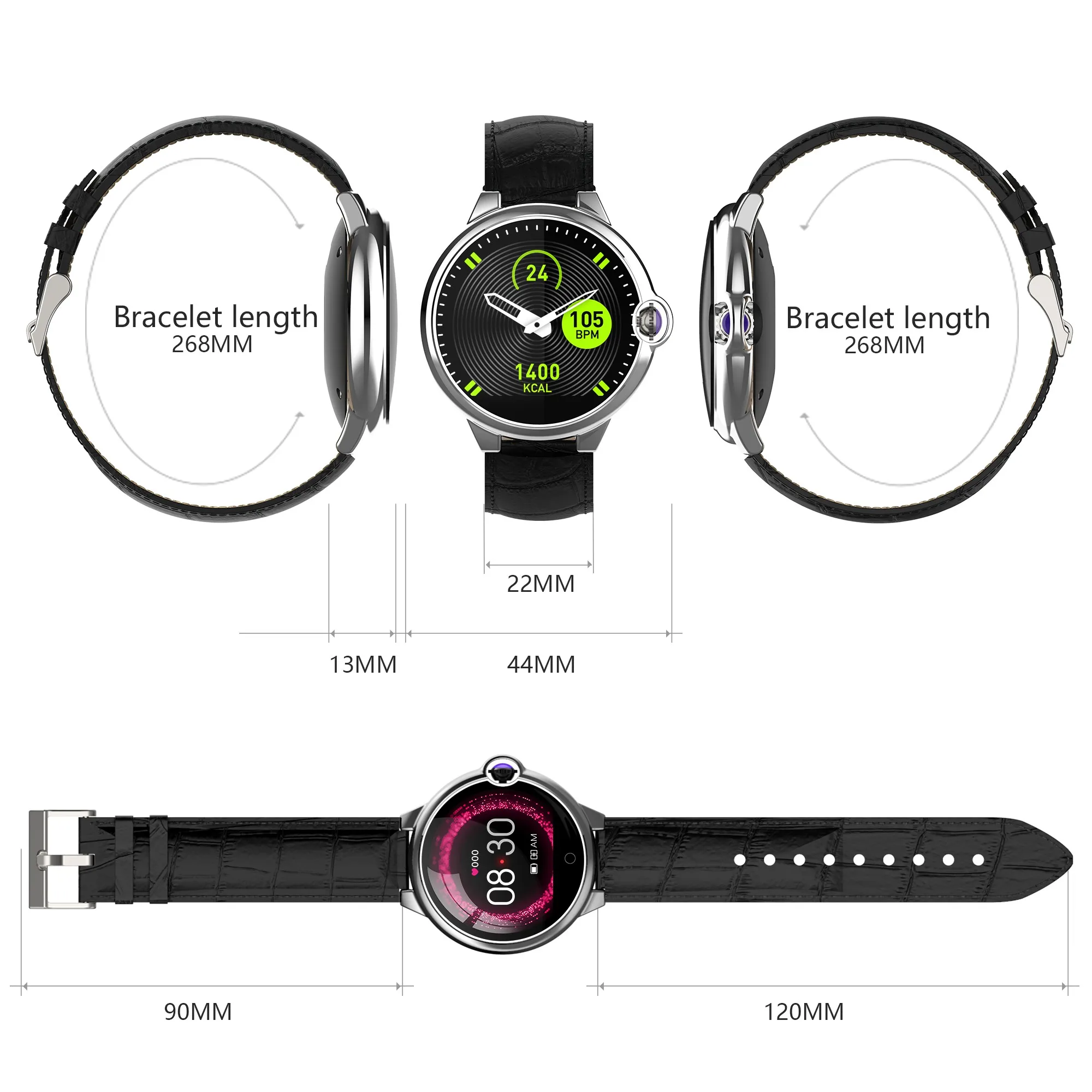 Diggro Смарт часы DR88 Bluetooth водонепроницаемый полный большой цветной экран сердечный ритм кровяное давление мониторинг сна классический стиль
