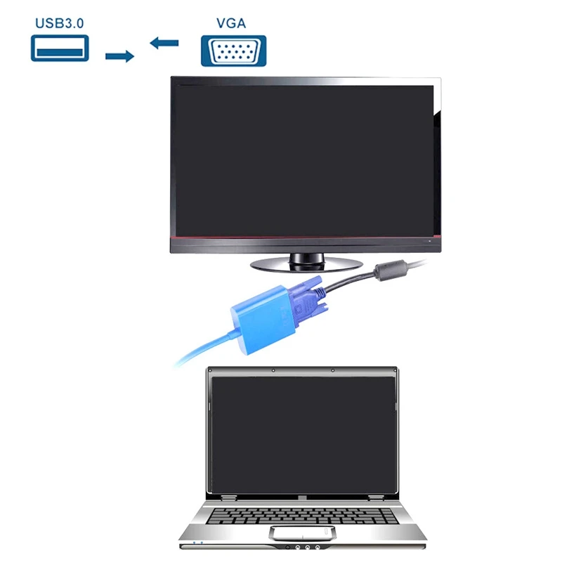 Внешний адаптер 1080P USB3.0 VGA для видеоизображения и дисплея бесплатный видеокабель