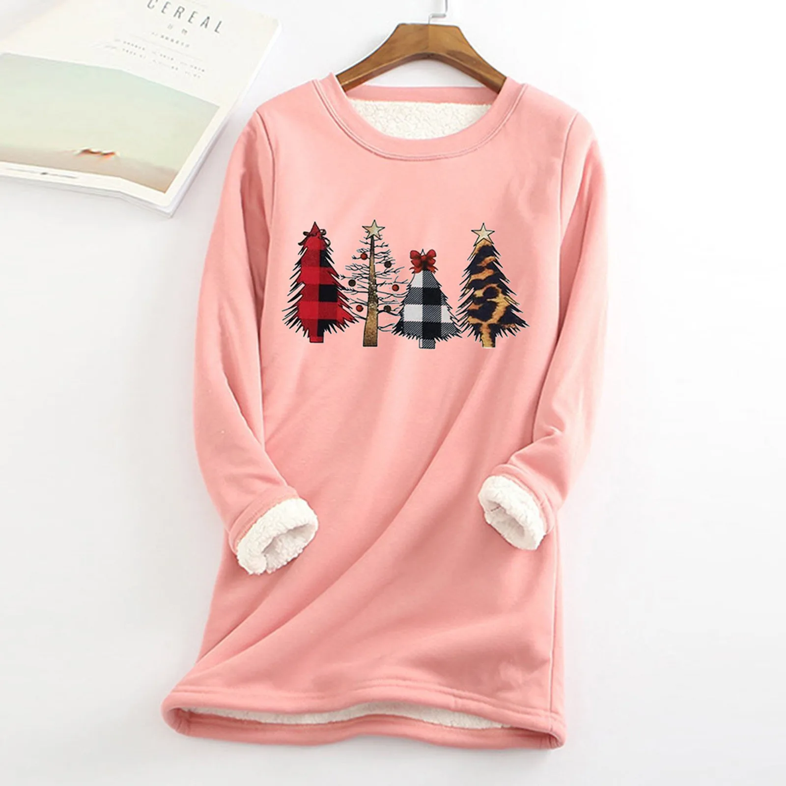 

Women Thick Fleece Sweatshirt Winter Velvet Warm Slim Sweatshirts Casual O-neck Print Fleece Lady Top Sudadera Mujer