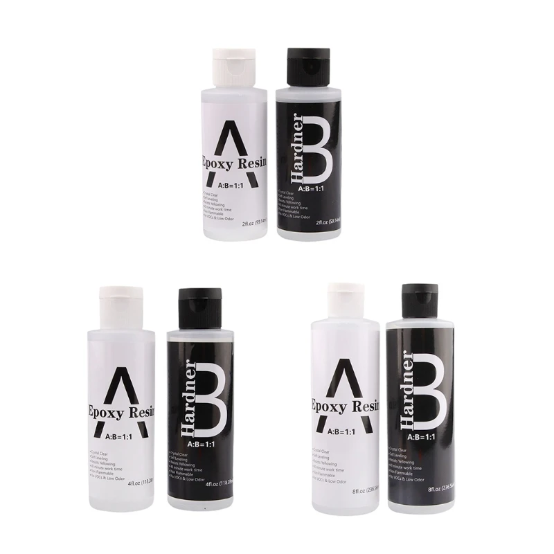 

2 Bottles 1:1 Ratio AB Clear Glue Crystal Epoxy Resin Kit DIY Art Crafts Resin Supplies for Canvas Painting Molds Pigment River