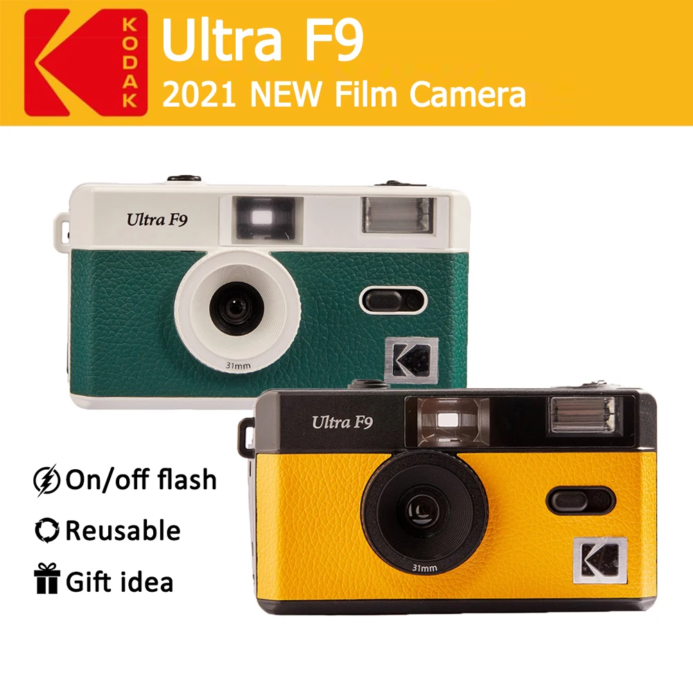 

Новинка Kodak Ретро ультра F9 35 мм многоразовая пленочная камера желтая/Ночная зеленая подходит для подарка на день рождения для мужчин и женщи...