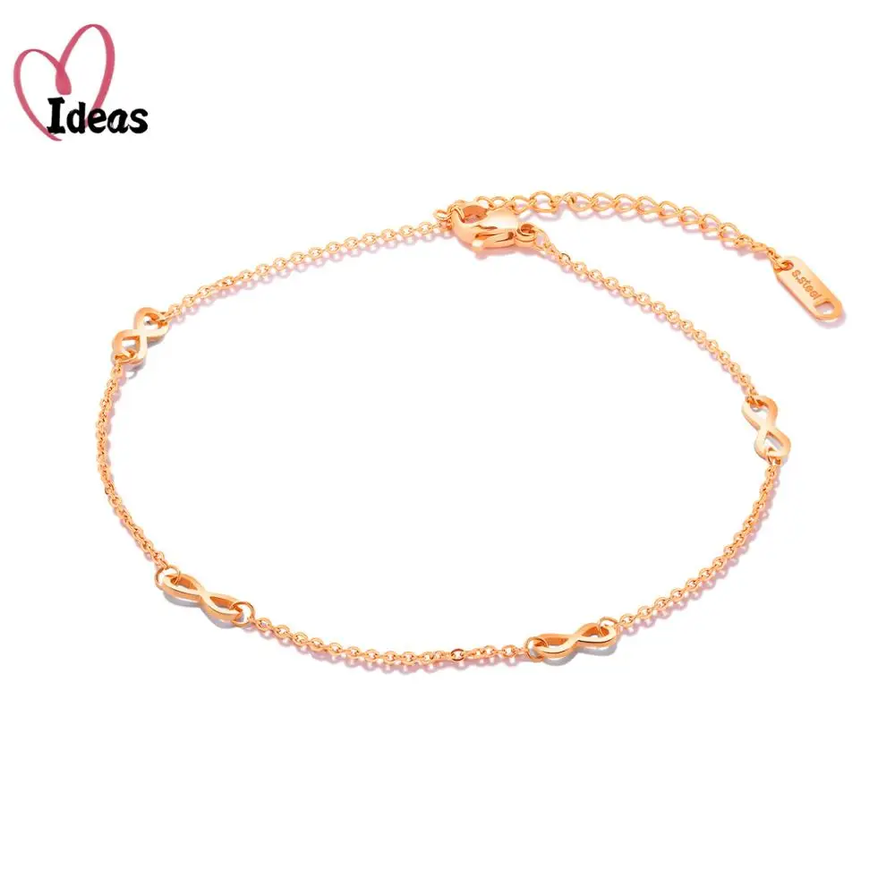 

Boho Initial Anklet Infinity Love Rose Gold Color Ankle Bracelet on Leg Chain Number Anklets For Women Ankle Beach Foot Jewelry