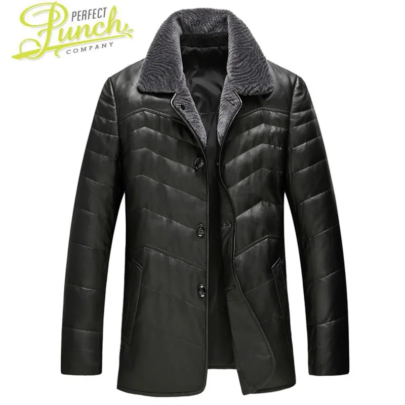 

Genuine Leather Winter Men's Jacket Men Real Wool Fur Collar Sheepskin Coat Warm Down Jackets Manteau GSJ8428B MY1802