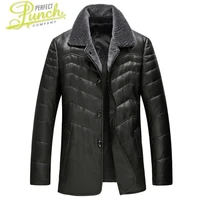 genuine leather winter mens jacket men real wool fur collar sheepskin coat warm down jackets manteau gsj8428b my1802