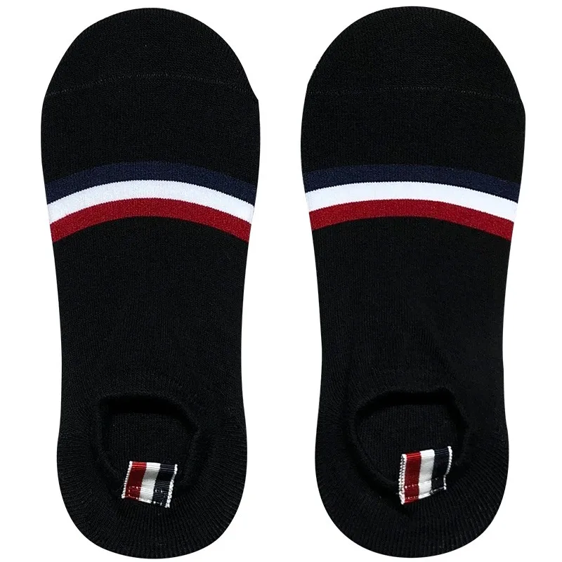 TB THOM Men's Socks Luxury Brand RWB Stripes No Show Socks Women's Cotton Street Fashion Harajuku TB Stockings Ins 6 Pairs