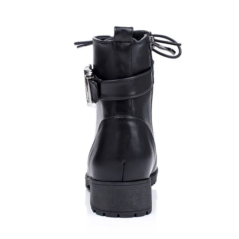 

Coolcept Winter Autumn Woman Cross Strap Sexy Knight Boots Buckle Punk Daily Outdoor Casual Shoes Women Short Boots Size 34-43
