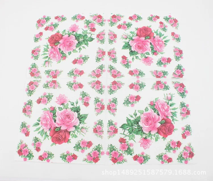

10pcs 33*33cm Red powder flower theme paper napkins serviettes decoupage decorated for wedding party virgin wood tissues