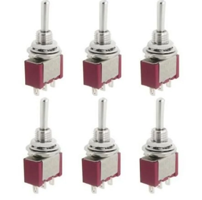 

100PCS Mini Toggle Switch ON OFF ON Latching Type 3 Position 6MM 3A 250VAC 6A 125VAC 3PIN MTS-103