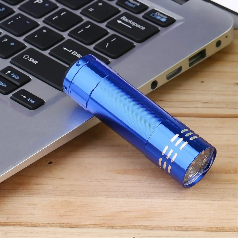 

Ultraviolet 9 LED Flashlight Black Purple light Torch Light Lamp Black AAA Mini Protable Aluminum UV New Year's product Unique