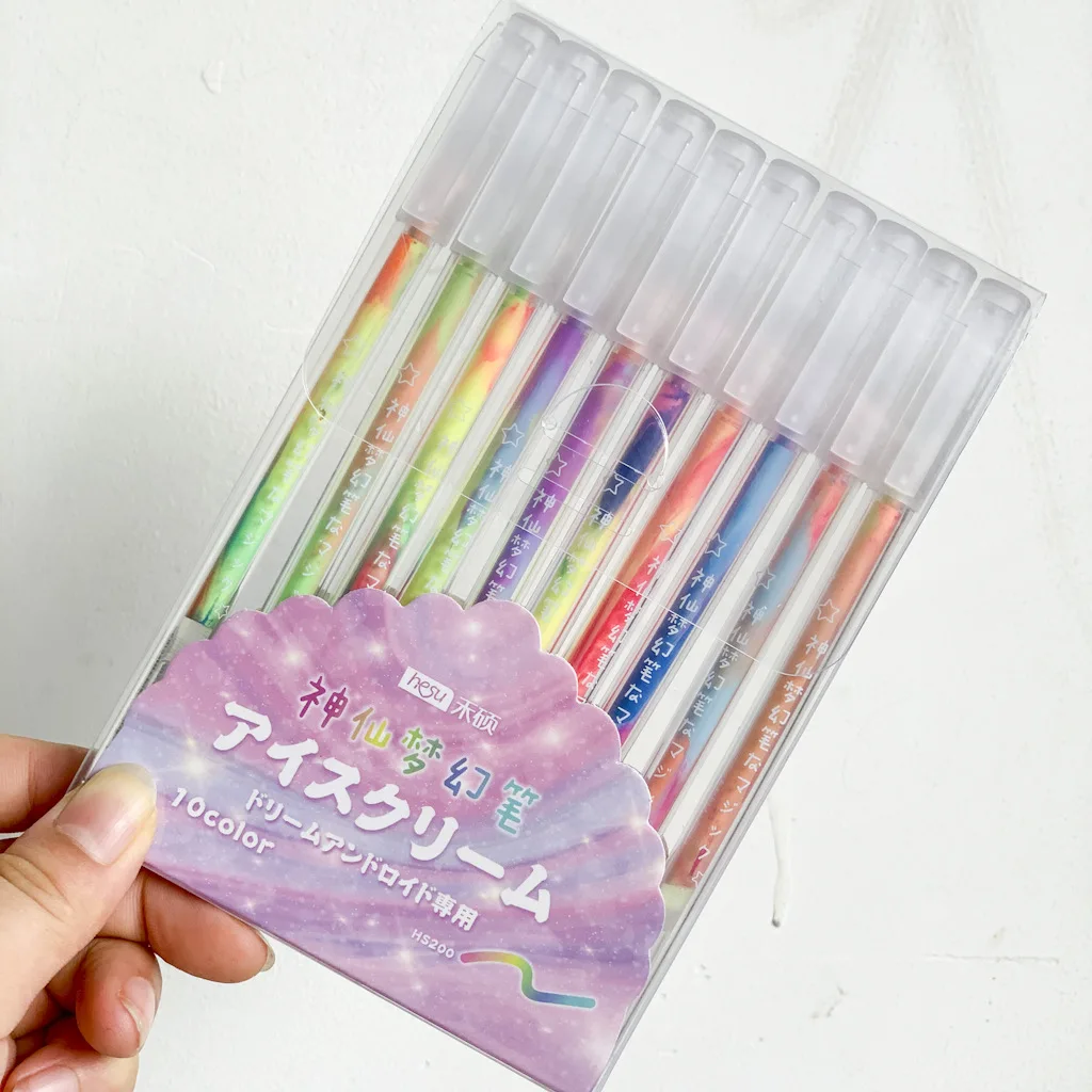 New Student Pen Multi-function Creative Dream Multi-color Highlight Hand Book Core Color Change 10 Sets |