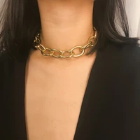 punk miami cuban choker necklace collar statement hip hop big chunky aluminum gold color thick chain necklace women jewelry