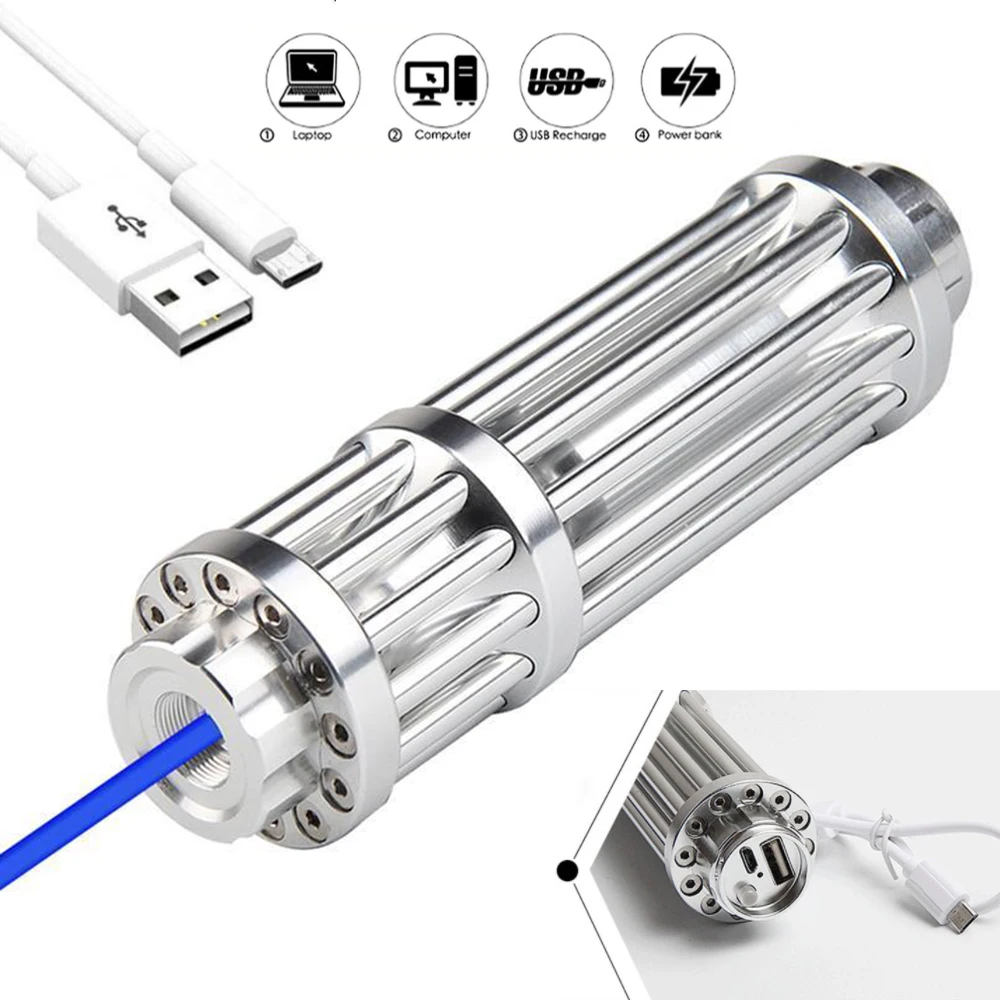 Самый мощный лазер формата blue Ray фонарик USB Аккумуляторная встроенный