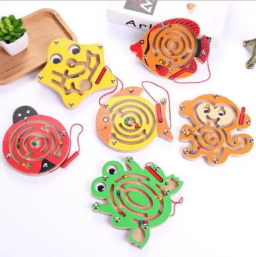 Дети Магнитный лабиринт игрушка деревянная головоломка для детей игра раннего