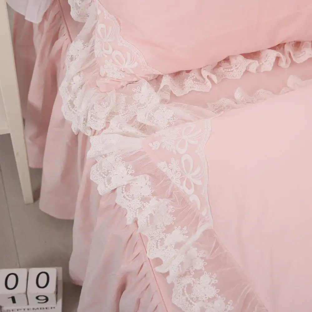 Free shipping princess lace ruffles embroidered pure cotton pink pillowcase 48cm*74cm 1pc no zipper envelope pillow sham YYX | Дом и сад