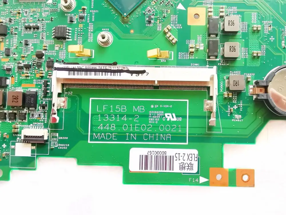 Оригинальная материнская плата для ноутбука Lenovo FLEX 2-15 N3530 LF15B 13314-2 448.01E02.0021