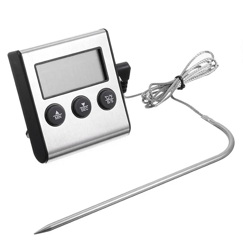 

Digital BBQ Oven Remote Thermometer Kitchen Food Cooking Thermometer Probe Timer With Alarm Function -50-300 Degree