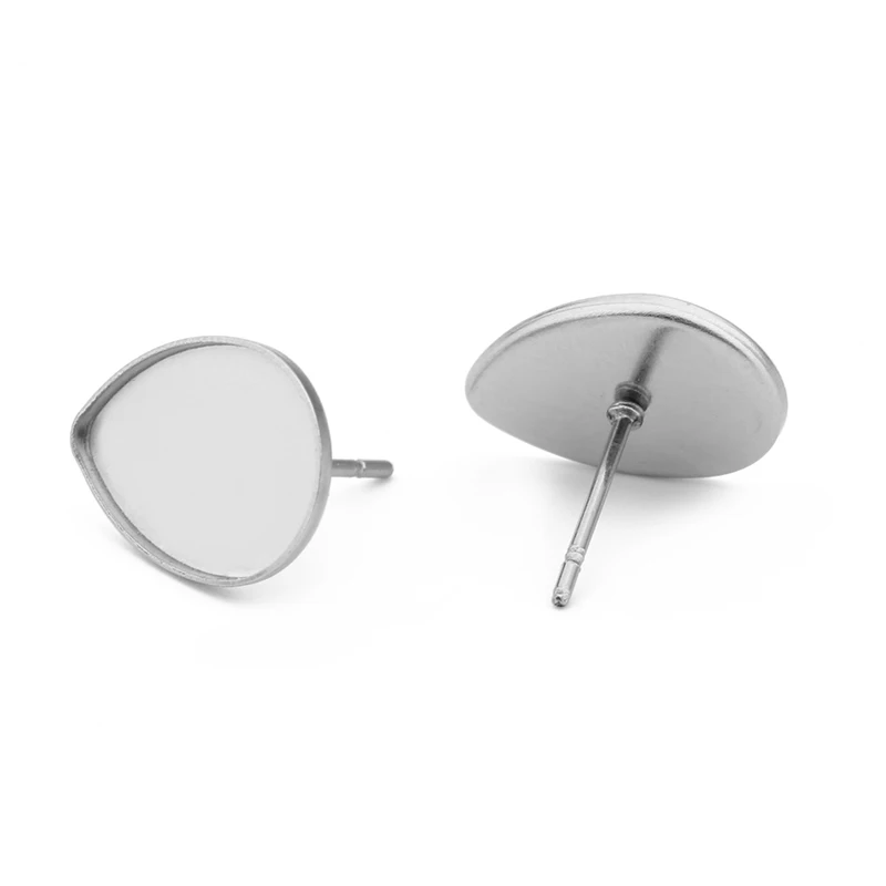40pcs Stainless Steel Earring Cabochons Blank Base Fit 10*14MM Teardrop-shaped Bezel Setting Tray DIY Jewelry Making Accessories