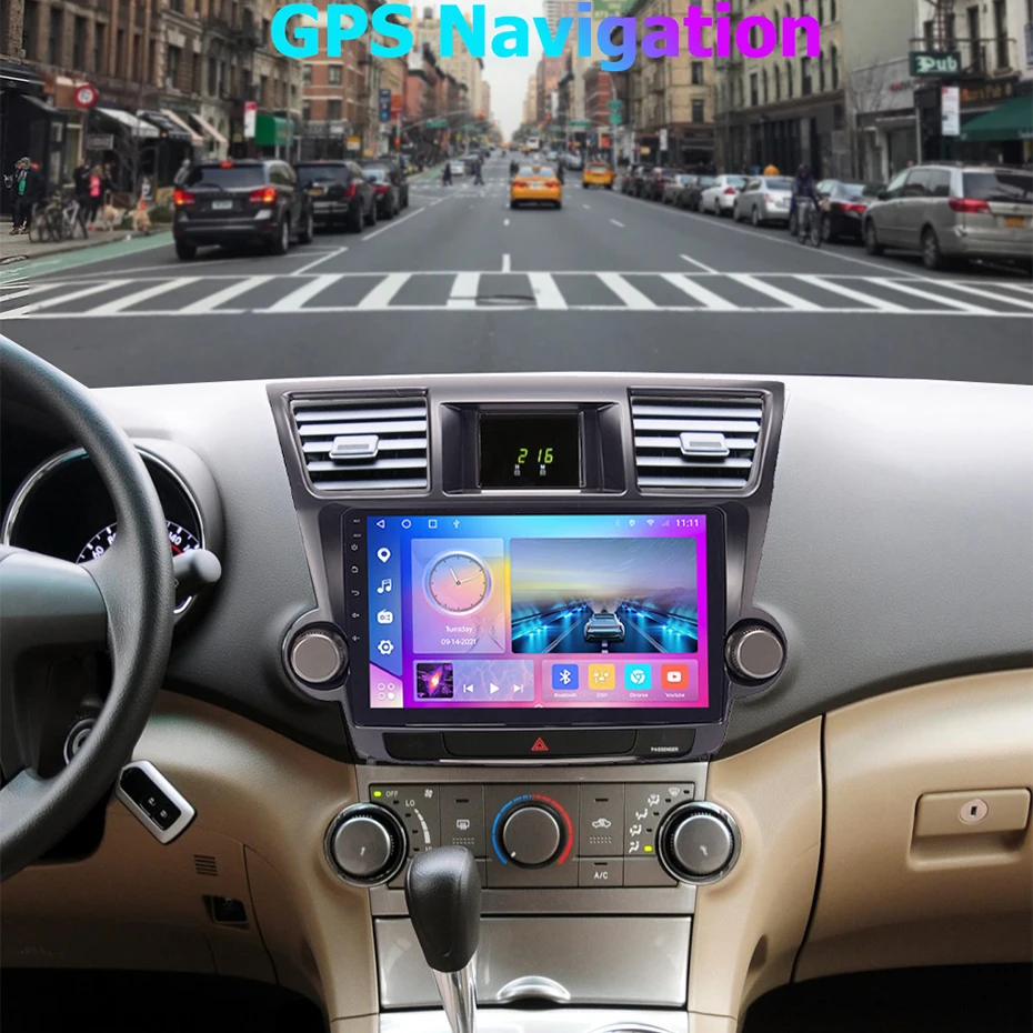 10 'ɽSP Carplay Android 11 Авторадио GPS плеер для TOYOTA Highlander 2008-2013 стерео навигация СБ Navi