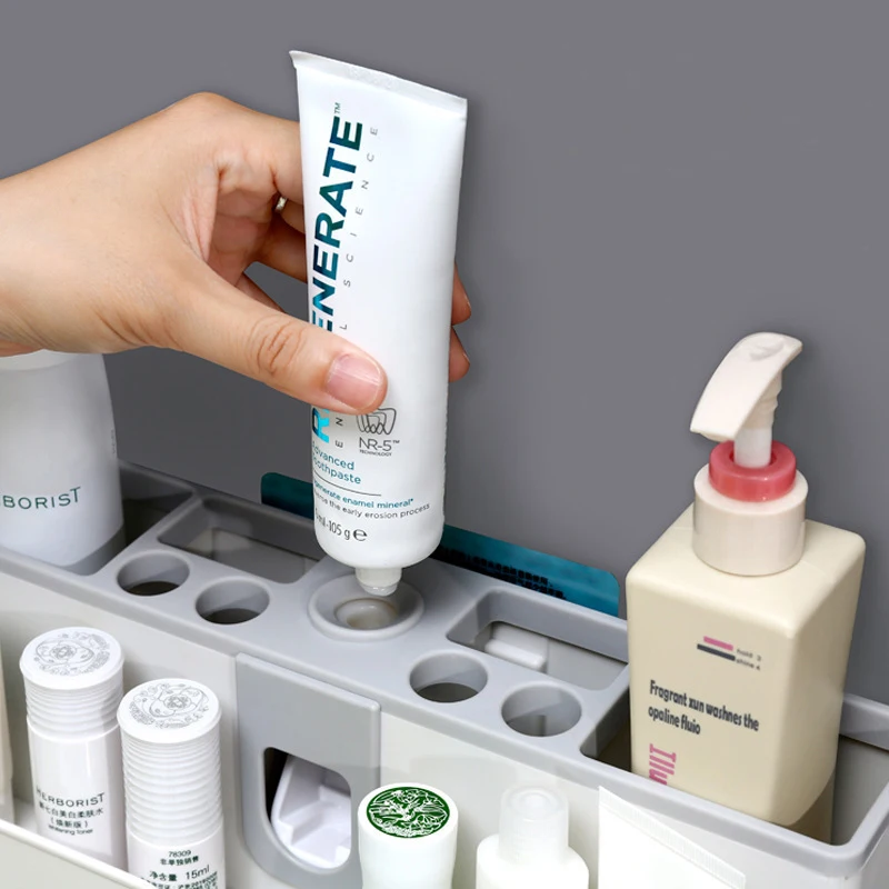 

Toothbrush Holder Large Capacity Powerful Wall-mounted Toothbrush Holder Non-toxic Tasteless BPA Free Bathroom supplies