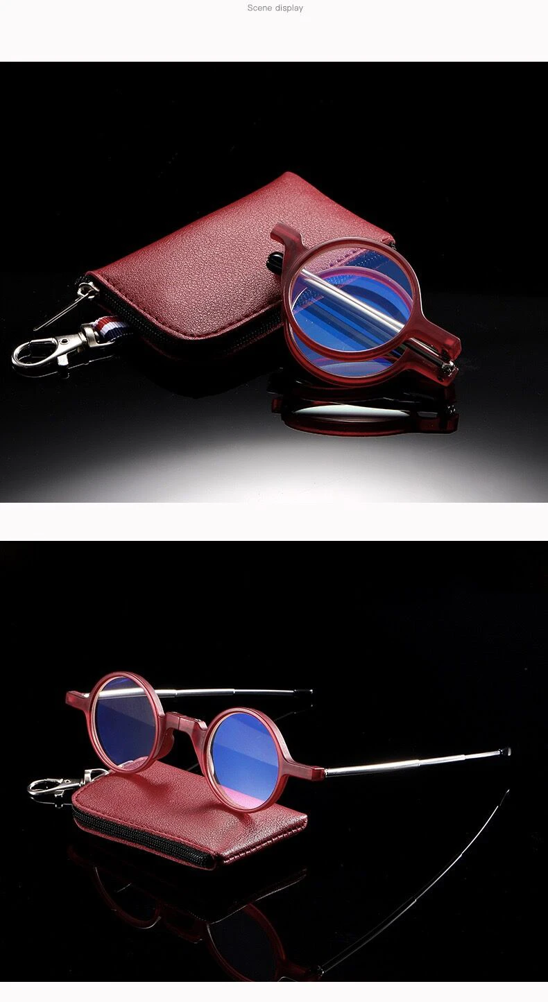 Kann Blume Flodable Lesebrille HD Linsen Runde Rahmen Gläser Männlichen Anti Blaues Licht Gläser Runden Brille Weiblich Leser + 3,5 – Detail 9