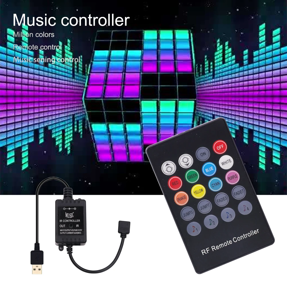 Музыкальная Светодиодная лента 5050 RGB 30 светодиодов/м 60 музыкальный контроллер