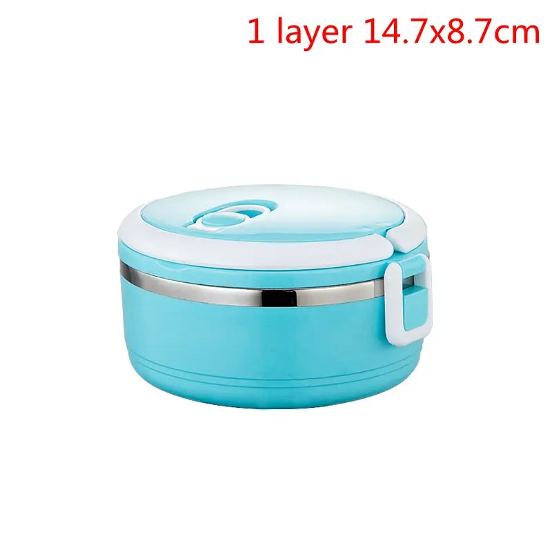 1 Layer blue Ланчбокс Герметичный Термос Ланч-бокс контейнер для еды портативный термо-Ланч-бокс из нержавеющей стали для офиса и кемпинга - Цвет: 1 Layer blue