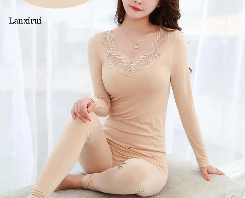 Осенне зимнее хлопковое термосексуальное кружевное нижнее белье комплекты