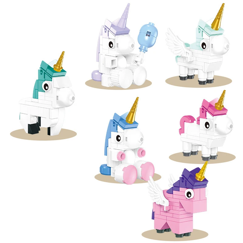 Конструктор MOC мультяшный пони милая единороженная мини-фигурка аниме сборные