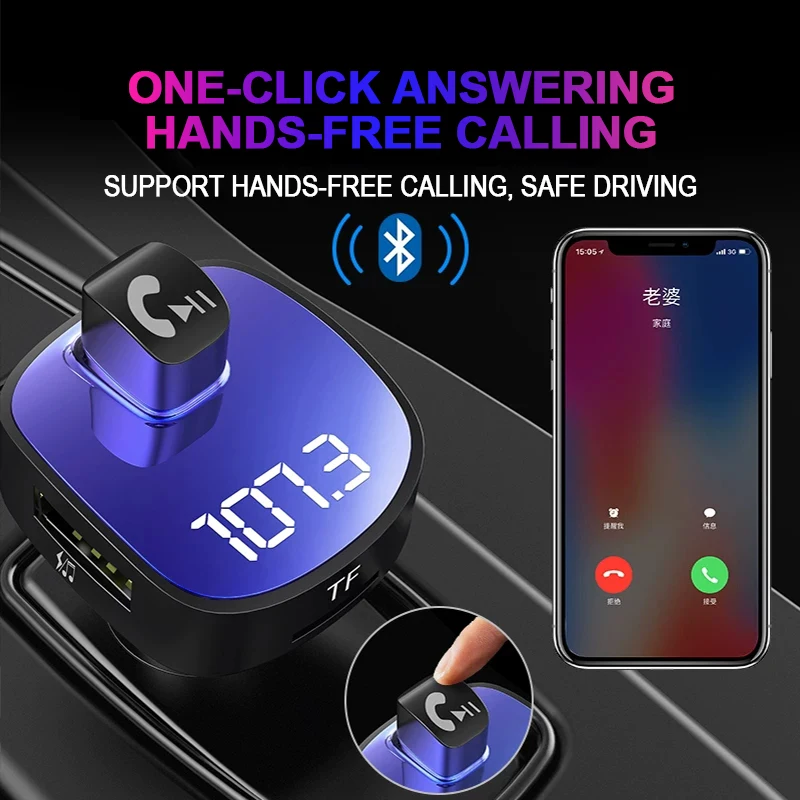 Комплект для автомобиля Bluetooth mp3-плеер FM-трансмиттер с двумя USB-портами быстрая