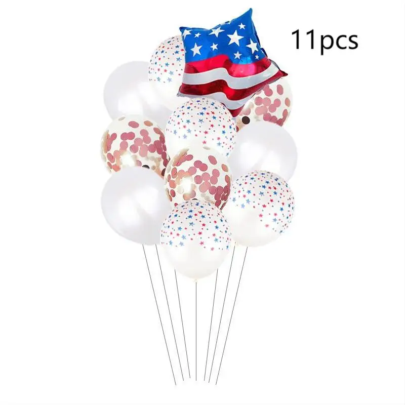 

American Independence Day Birthday Party Latex Balloon Red and Blue Confetti Sequin Balloon Flag Print Set Decoration LL22
