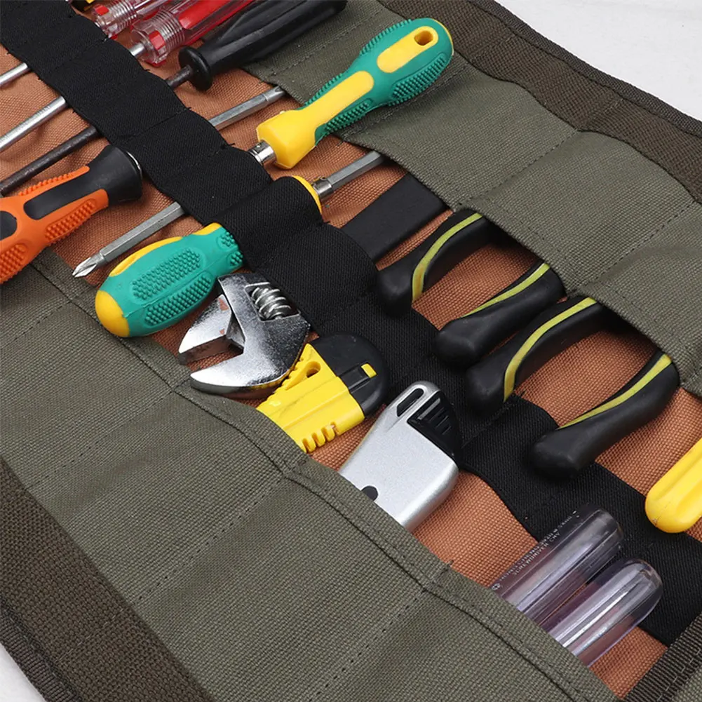 

Hot Sale 19 Slots Adjustable Shoulder Strap Handheld Multi-Purpose Tool Roll Bag Foldable Portable 5 Pockets Utility Items