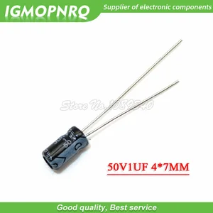 50 шт. 50 в 1 мкф 4*7 мм 1 мкФ 50 в 4*7 Алюминиевый электролитический конденсатор