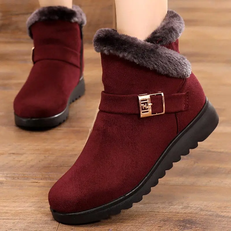 Sneakers Women boots 2022 warm plush solid flock snow boots women casual shoes zipper winter shoes woman ankle boots