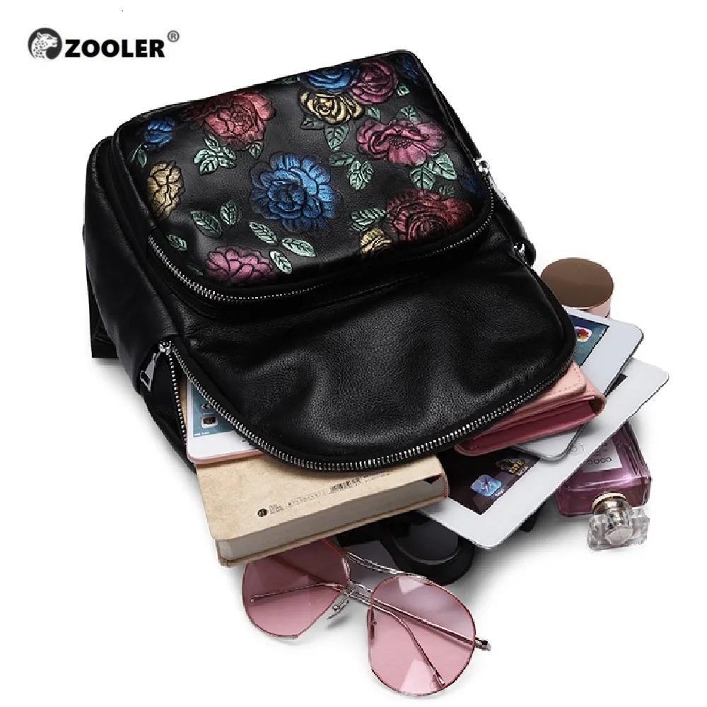 ZOOLER женские кожаные рюкзаки черный унисекс коровья кожа рюкзак для ноутбука