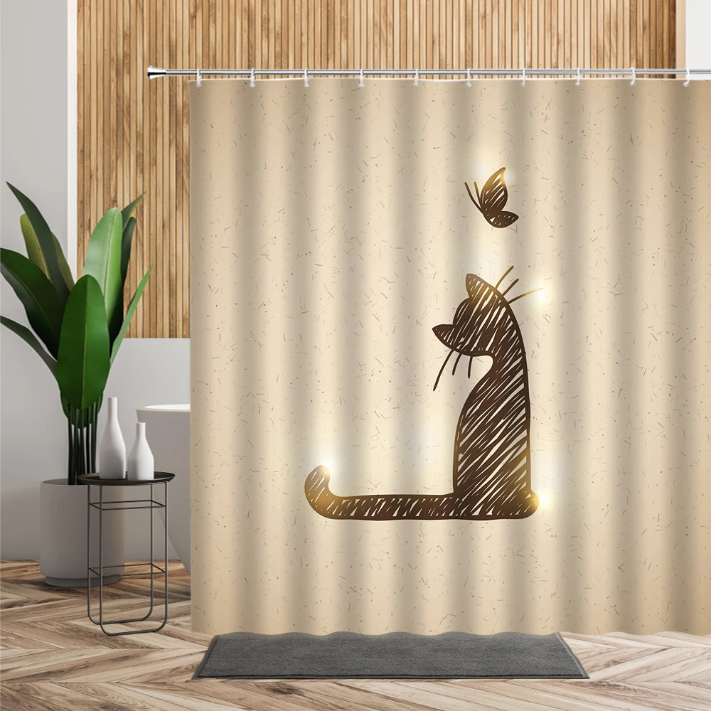 cat nordic style shower curtains black and white zoo animals waterproof bathroom curtain home accessories 3d bath room decor set free global shipping