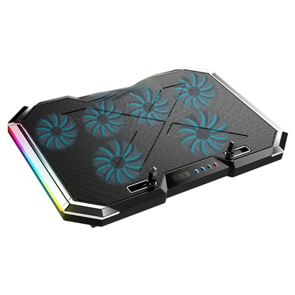 

Laptop Cooling Stand 6 Fans,12"-18" Notebook Radiator 2 USB 6 Speed Touch Control Quiet, RGB Led Light, Efficient Cooling