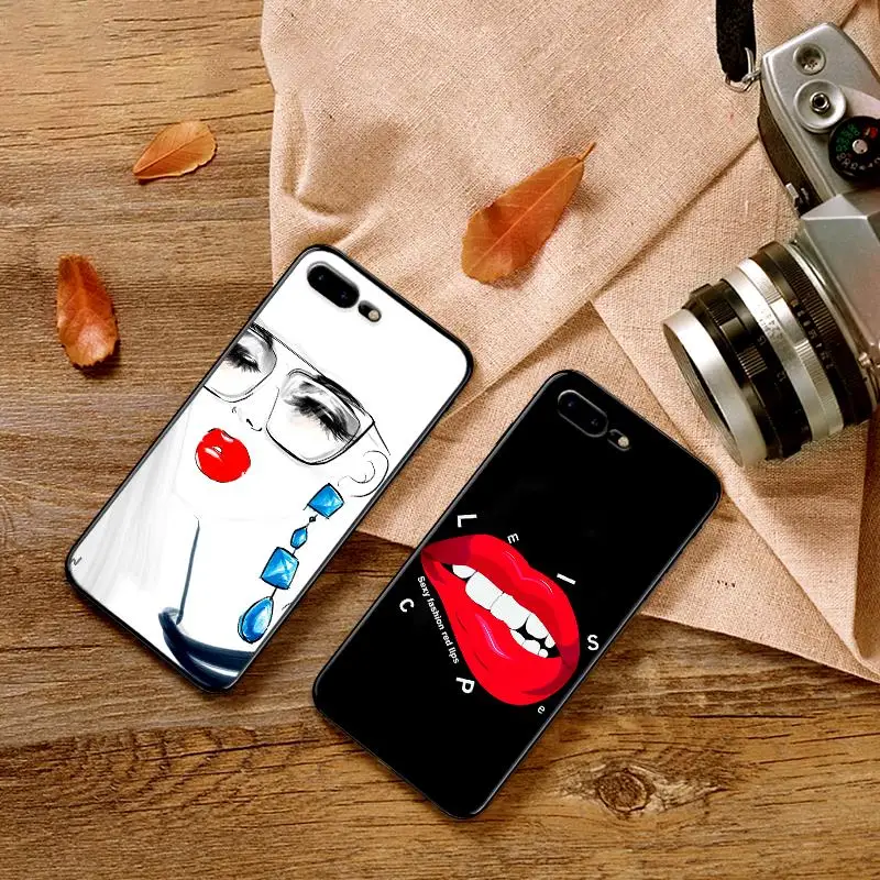 Сексуальная девушка красный губы чехол для iPhone XS Max XR Мягкий силиконовый X 6 6S 7 8 Plus