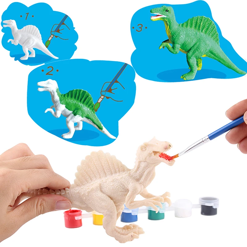 

DIY Coloring 3D Painting Jurassic Dinosaur Tyrannosaurus Drawing Watercolor Graffiti Action Figures Animal Model Kids Toy Gift