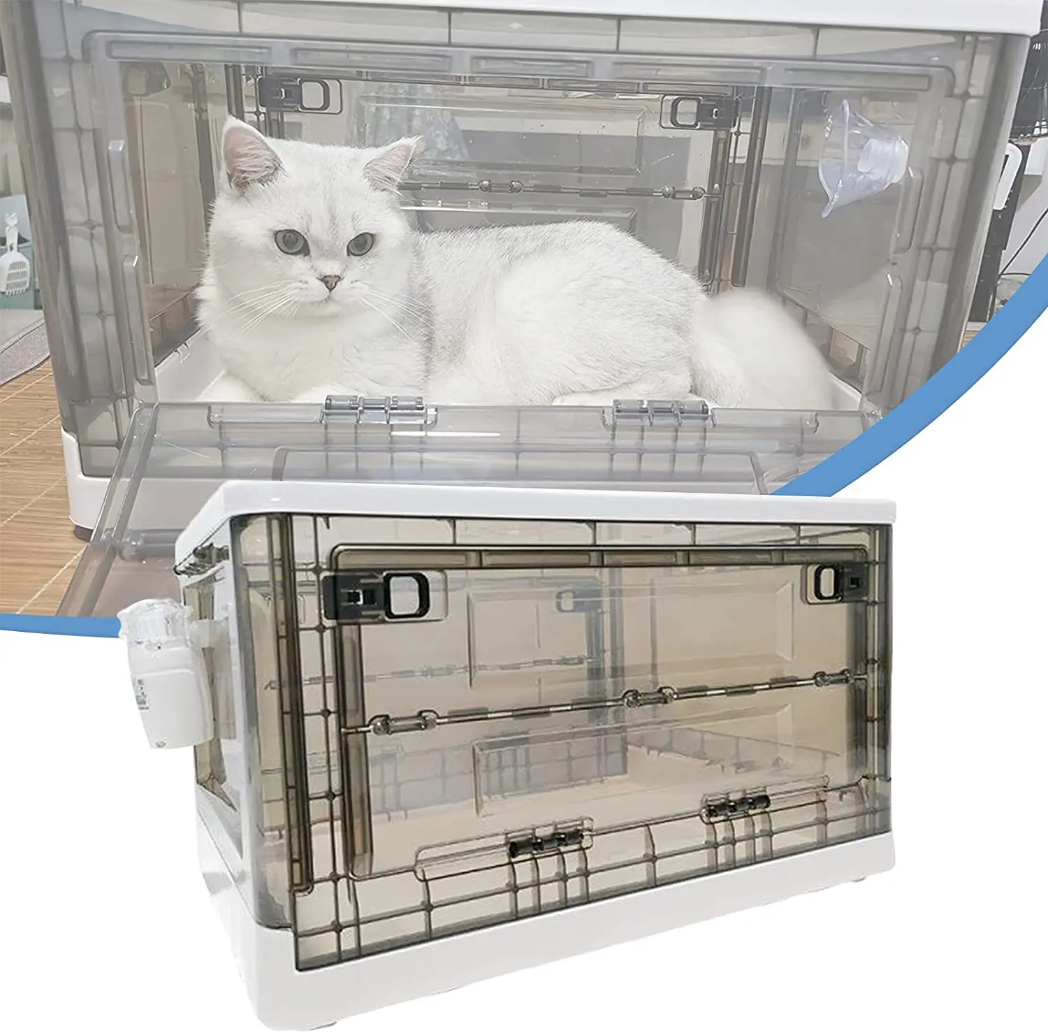 Caja de nebulizaci&oacute;n para cachorros, incubadora grande para guarder&iacute;a, plegable con ruedas, f&aacute;cil de llevar, sala de ox&iacute;geno para mascotas-5